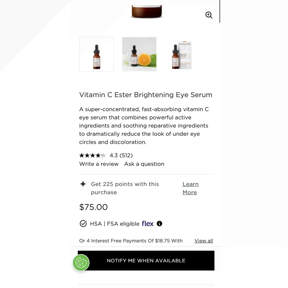 New sealed Perricone MD Vitamin C Ester Brightening Eye Serum .5 fl oz (15 mL)